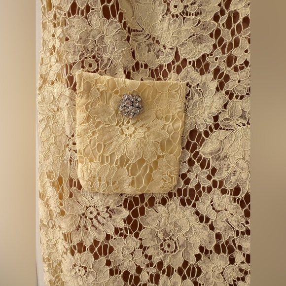 NWOT SELF-PORTRAIT YELLOW FINE LACE MINI DRESS - Picture 9 of 15